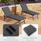 Costway 1/2 PCS Outdoor Chaise Lounge Cushion with Hook & Loop Fastener Fixing Straps Patio Dark Gray